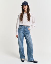 jeans con cuciture dritte e vestibilità rilassata - archivio blu medio