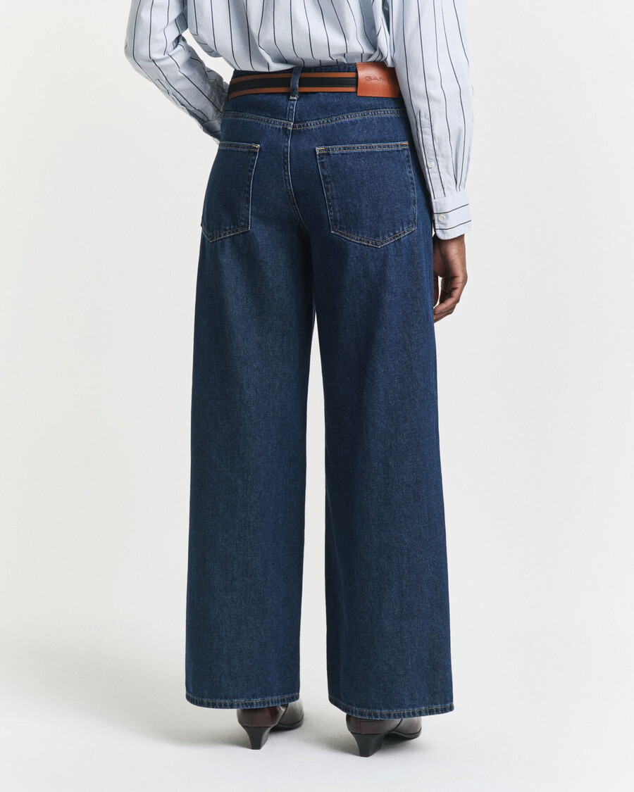 jeans a gamba larga e vita bassa - blu scuro consumato