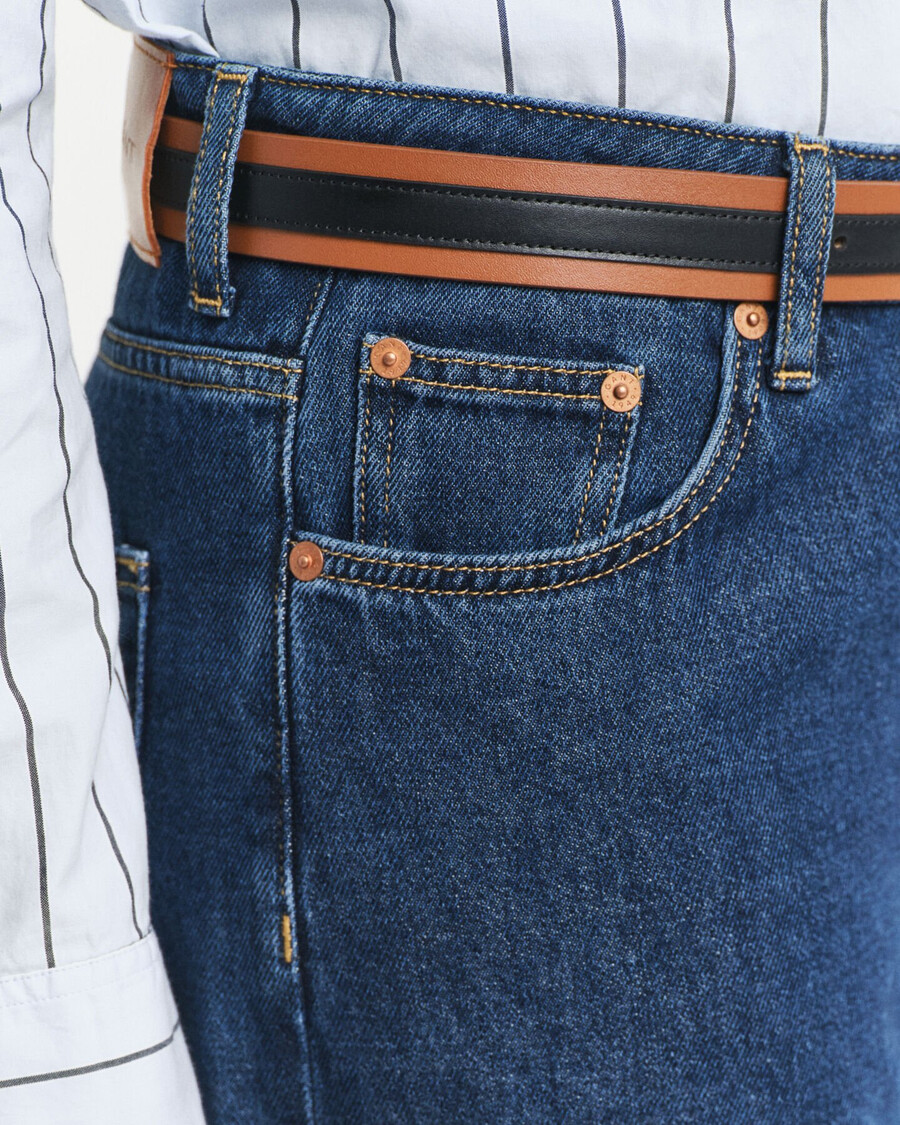 jeans a gamba larga e vita bassa - blu scuro consumato