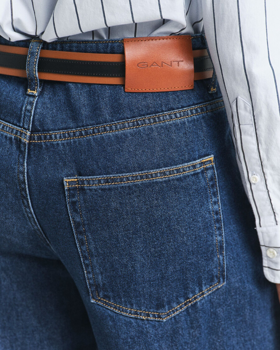 jeans a gamba larga e vita bassa - blu scuro consumato