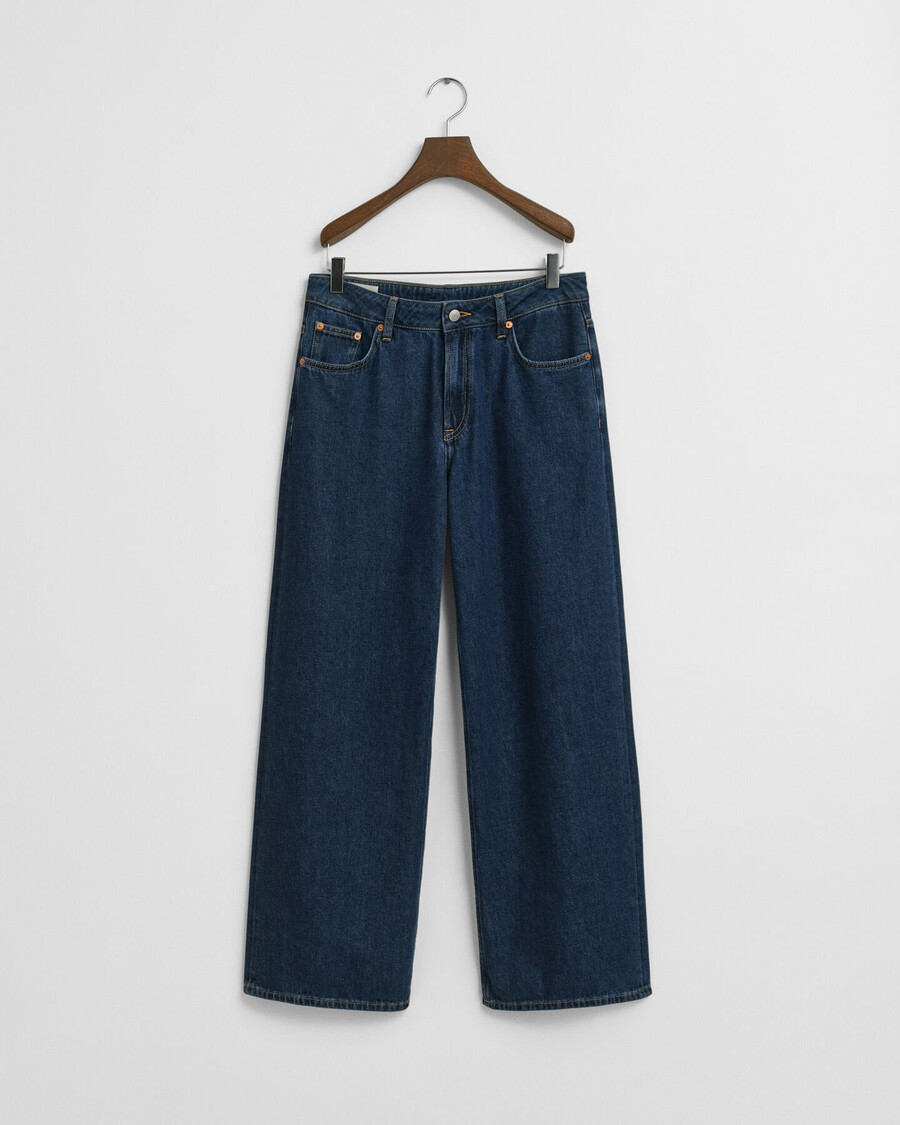 jeans a gamba larga e vita bassa - blu scuro consumato