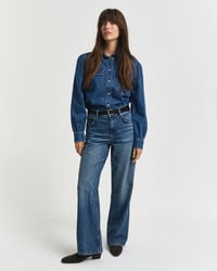 jeans relaxed fit - blu medio sbocciati