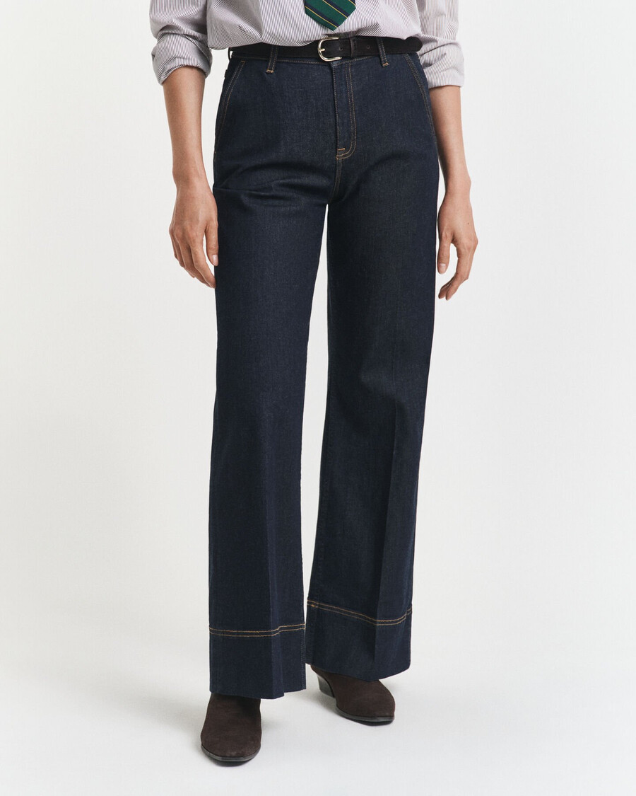 jeans sartoriali a zampa larga - blu scuro