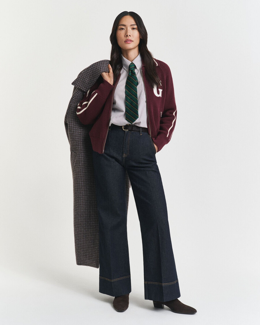 jeans sartoriali a zampa larga - blu scuro
