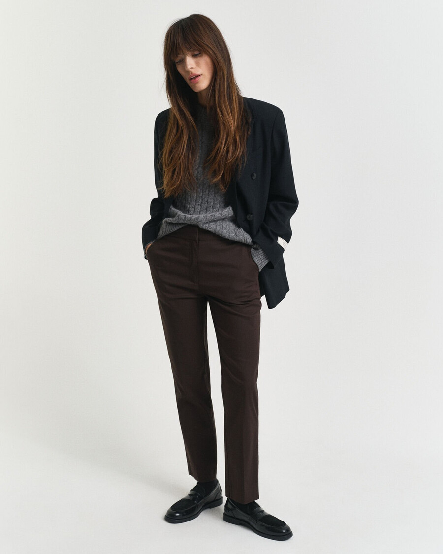 pantaloni slim fit - marrone scuro