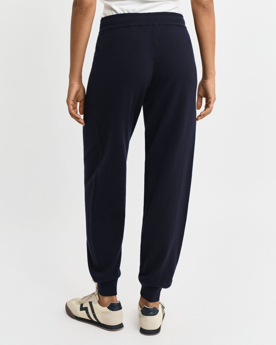 pantaloni in lana dagnello superfine lavorati a maglia - blu sera