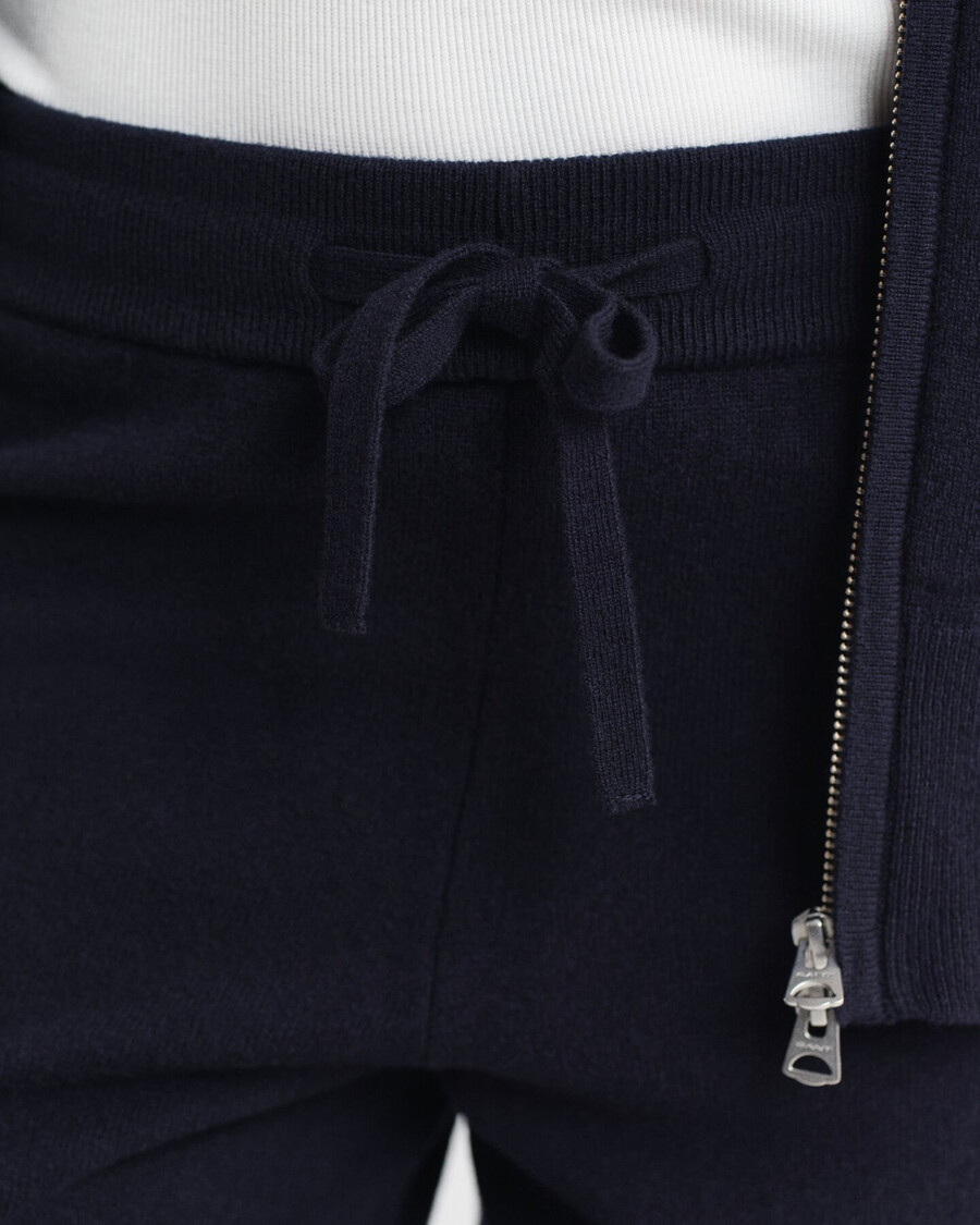 pantaloni in lana dagnello superfine lavorati a maglia - blu sera
