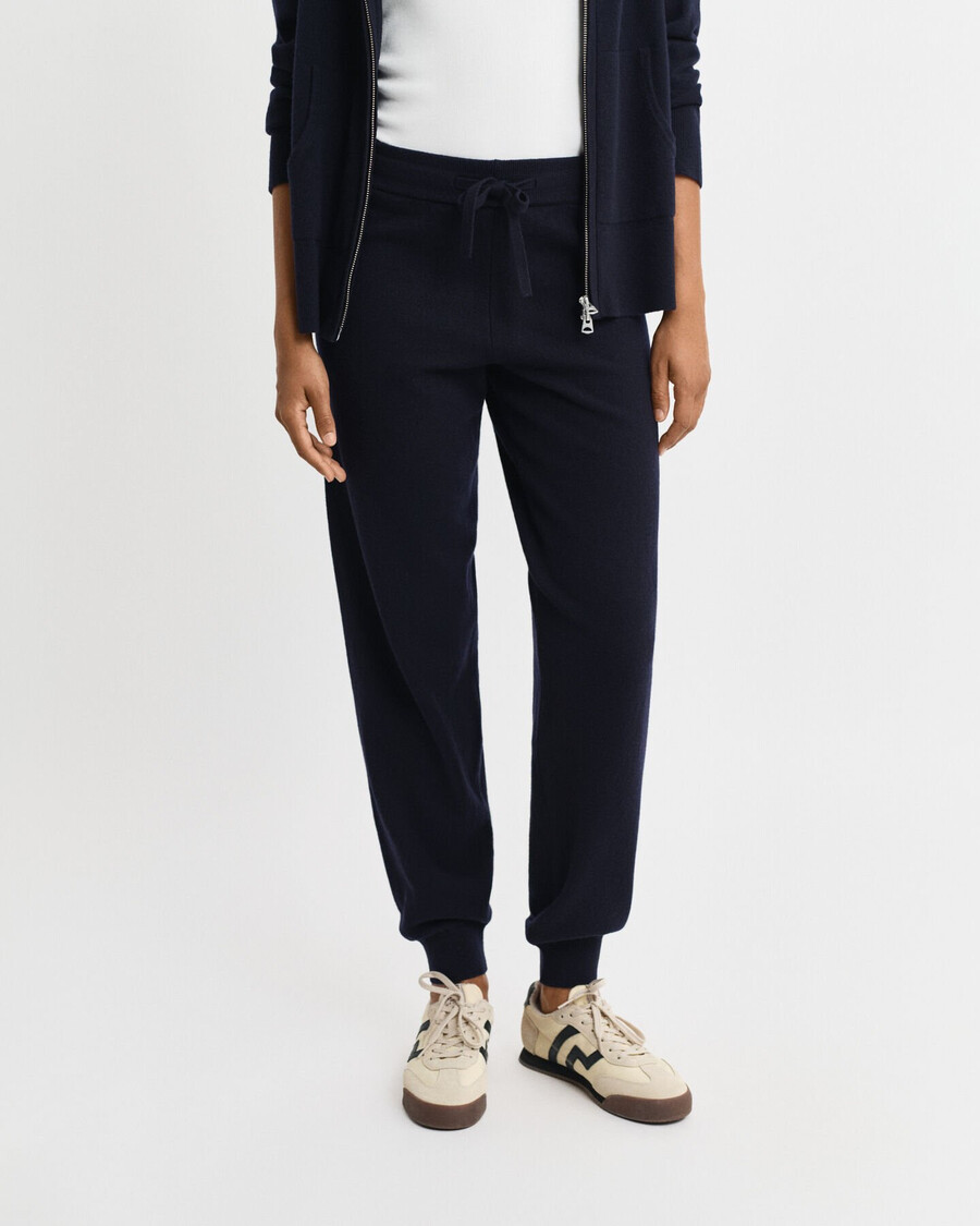 pantaloni in lana dagnello superfine lavorati a maglia - blu sera