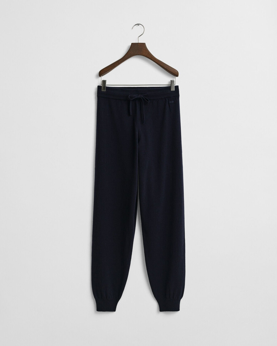 pantaloni in lana dagnello superfine lavorati a maglia - blu sera