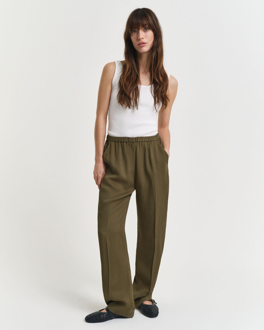 pantaloni fluidi - verde muschio