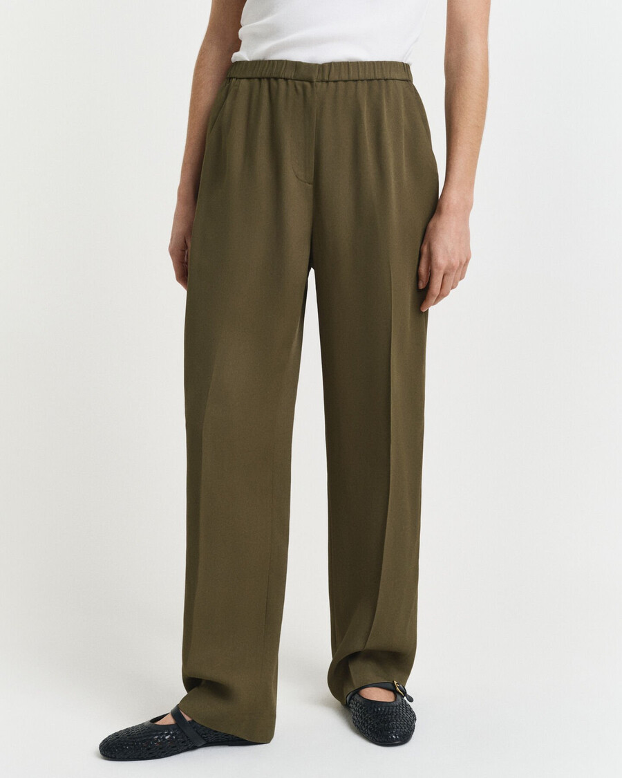 pantaloni fluidi - verde muschio