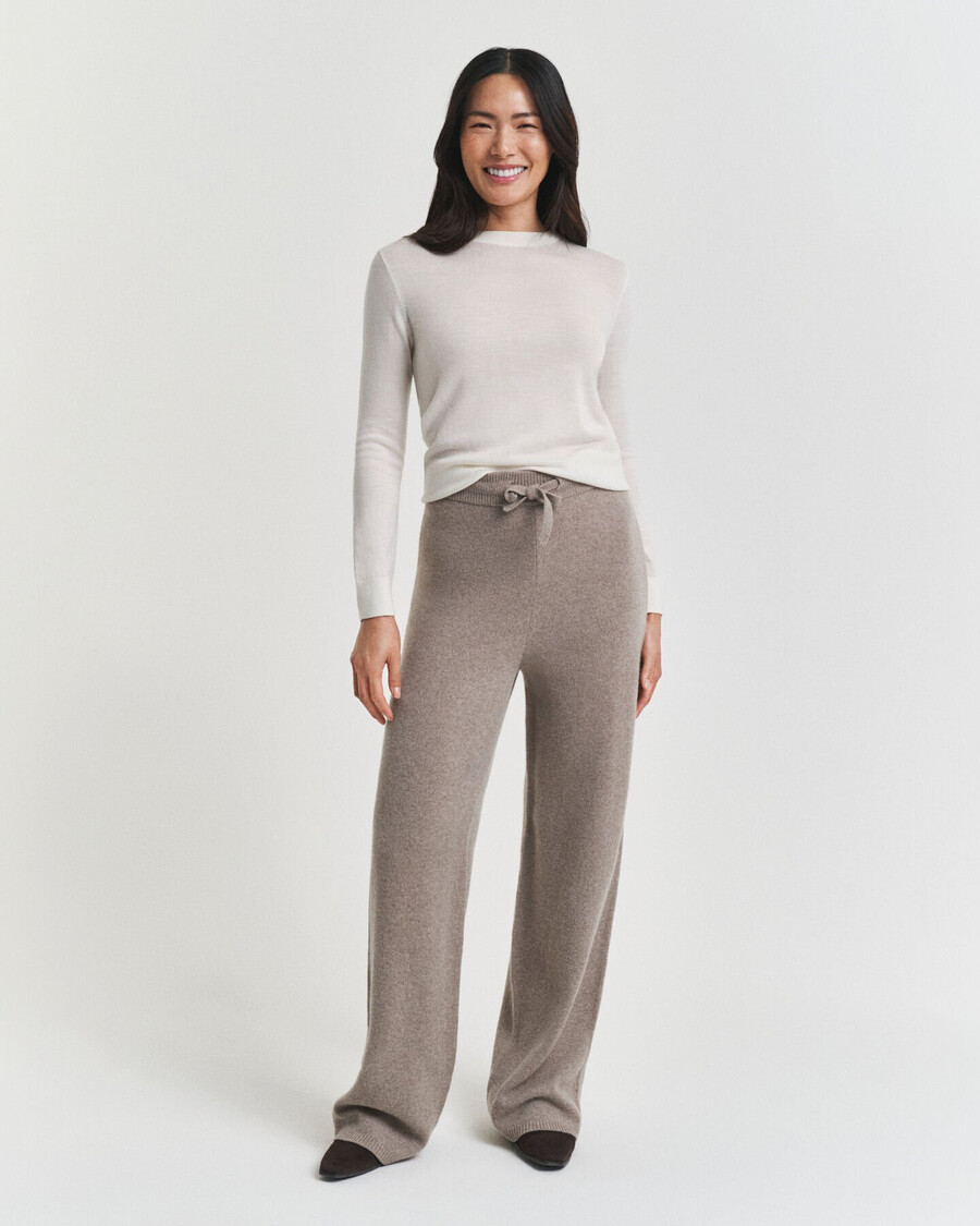 pantaloni in maglia di lana - beige talpa
