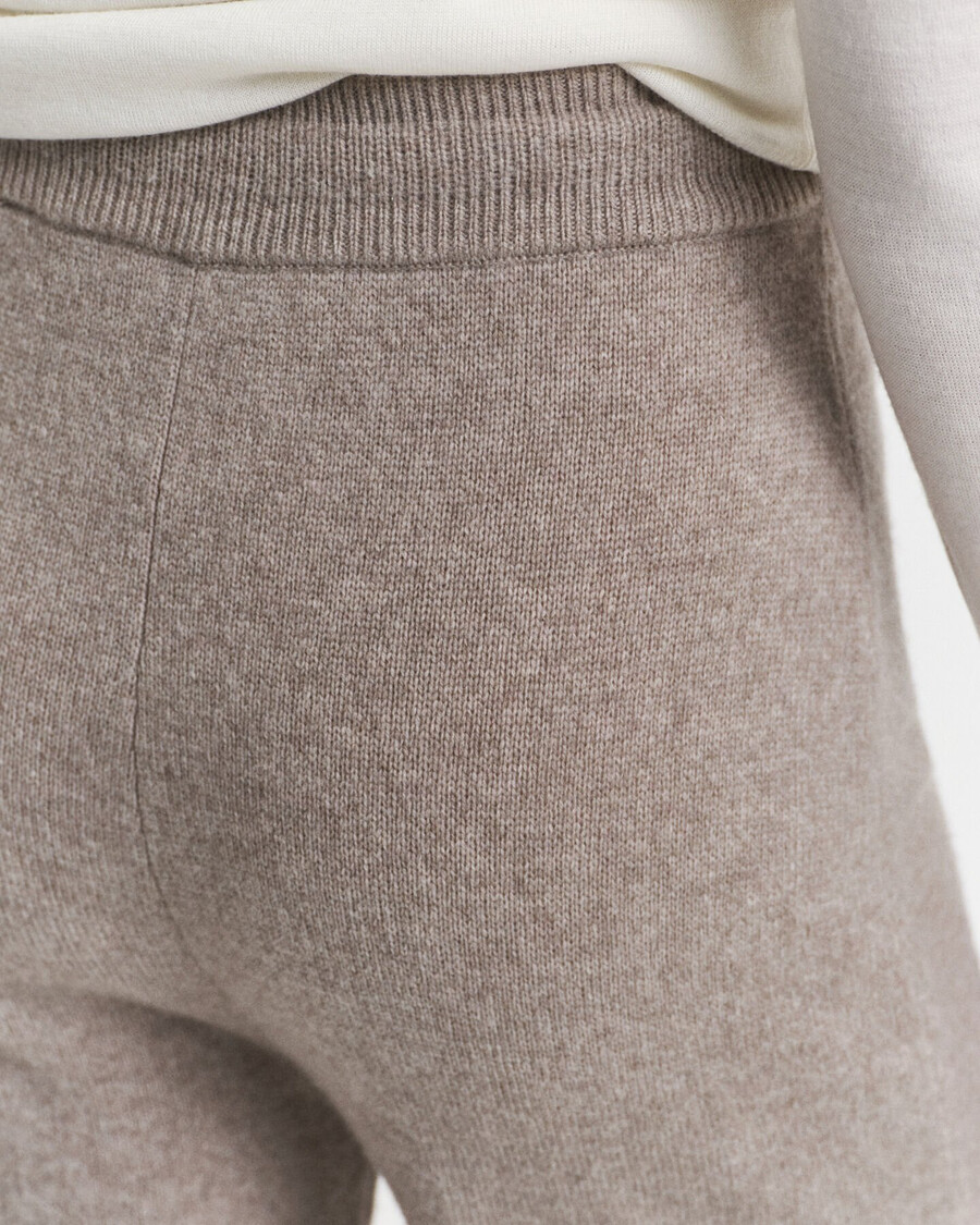 pantaloni in maglia di lana - beige talpa