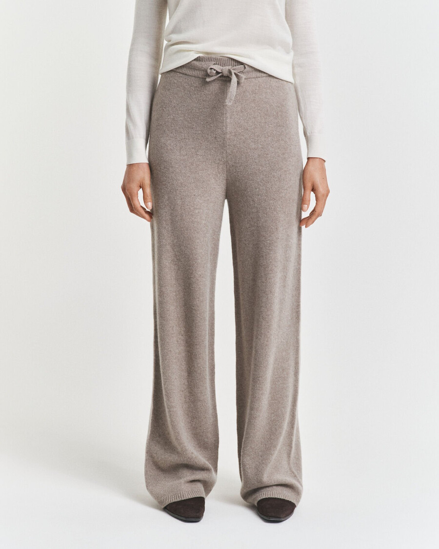 pantaloni in maglia di lana - beige talpa
