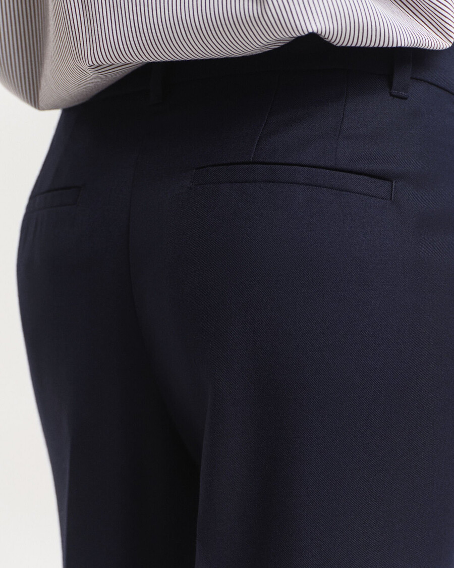 pantaloni in misto lana su misura - blu sera