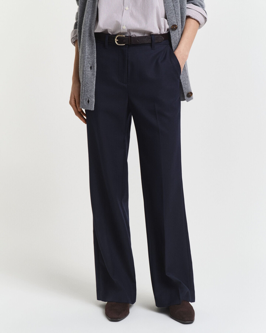 pantaloni in misto lana su misura - blu sera