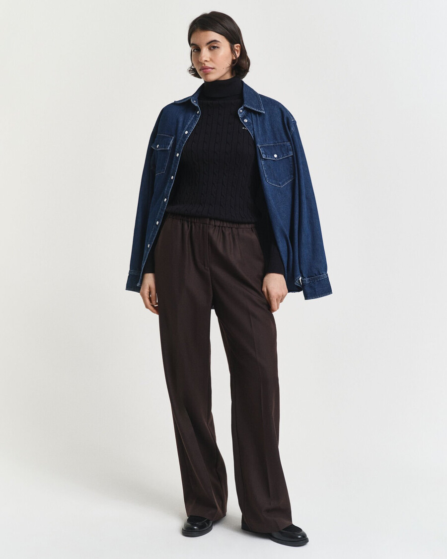 pantaloni in misto lana - marrone scuro