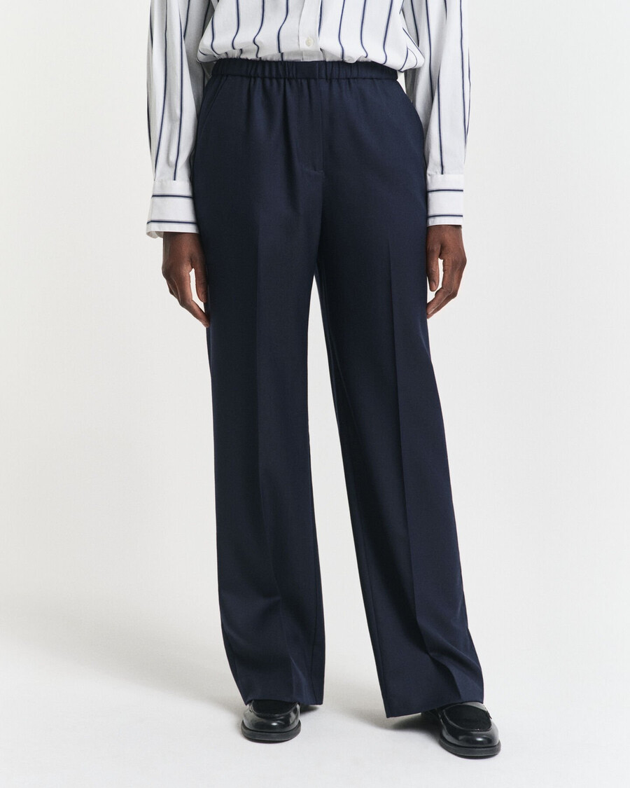 pantaloni in misto lana - blu sera