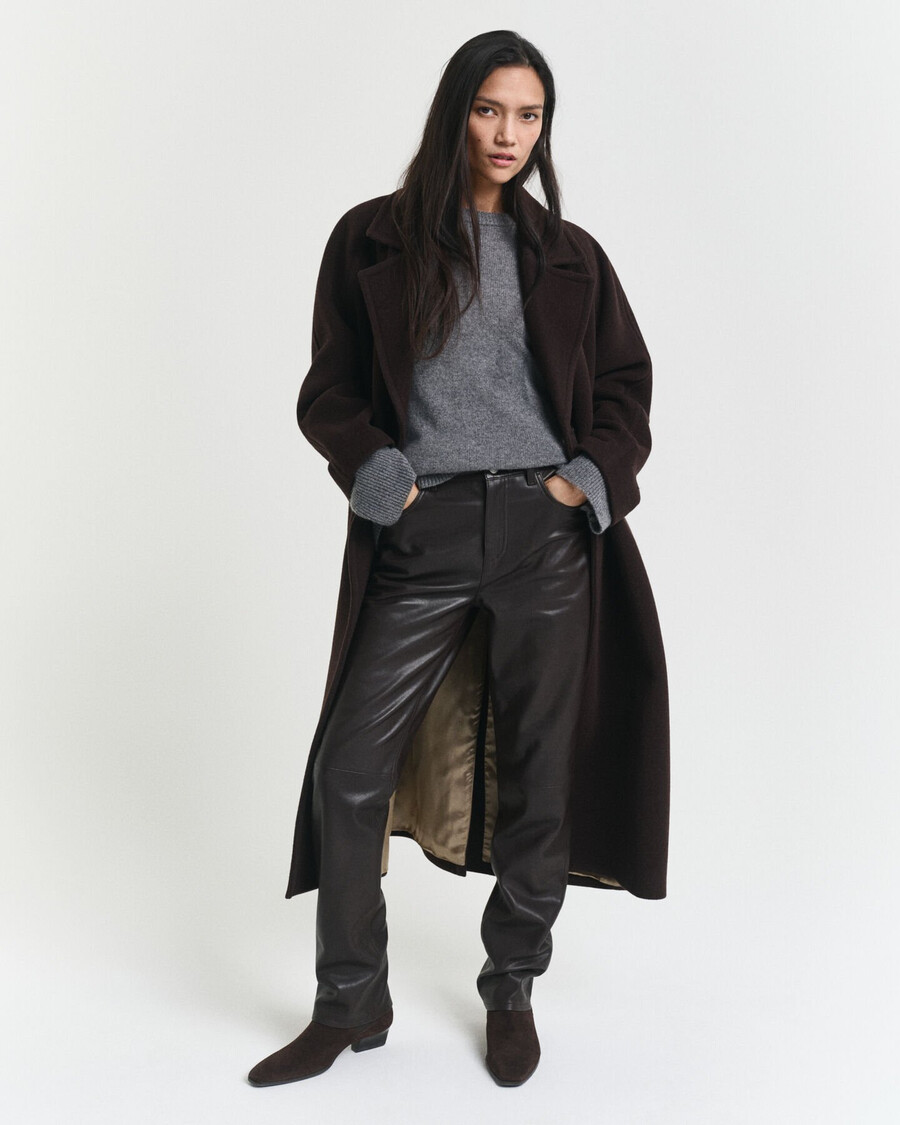 pantaloni in pelle a 5 tasche - marrone scuro