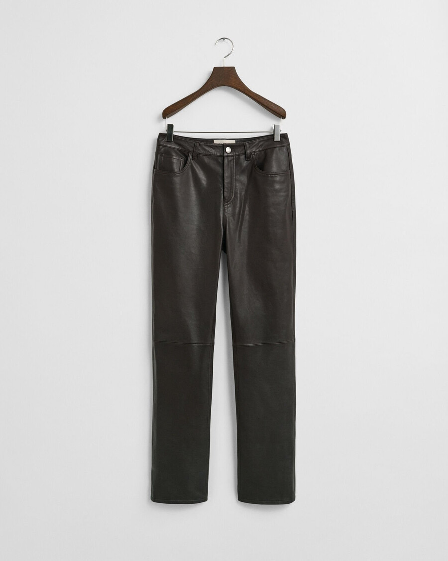 pantaloni in pelle a 5 tasche - marrone scuro