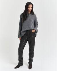 pantaloni in pelle a 5 tasche - marrone scuro