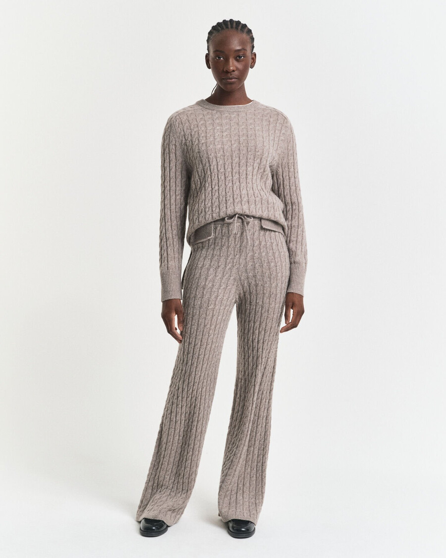 pantaloni in lana lavorati a maglia - beige talpa