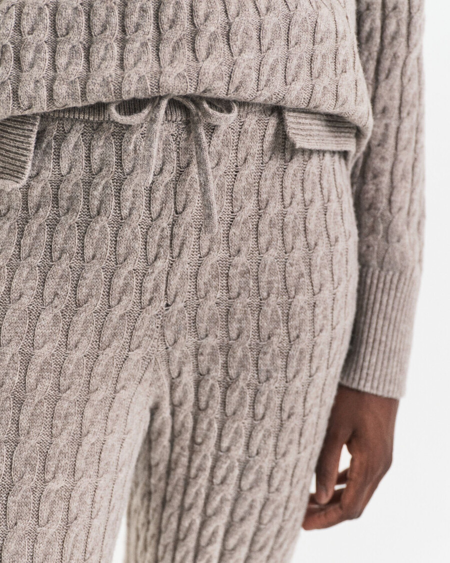 pantaloni in lana lavorati a maglia - beige talpa