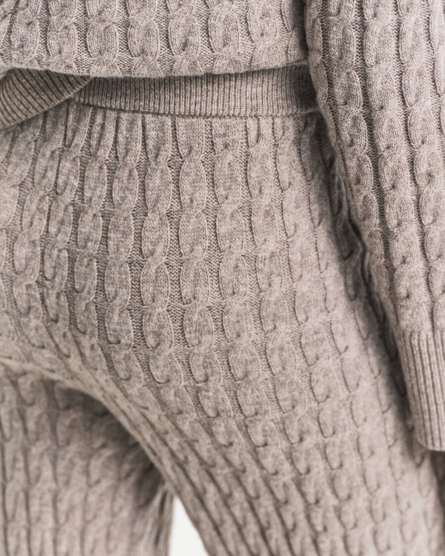 pantaloni in lana lavorati a maglia - beige talpa