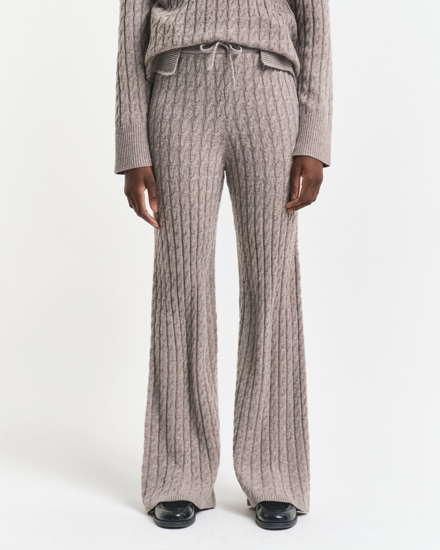 pantaloni in lana lavorati a maglia - beige talpa