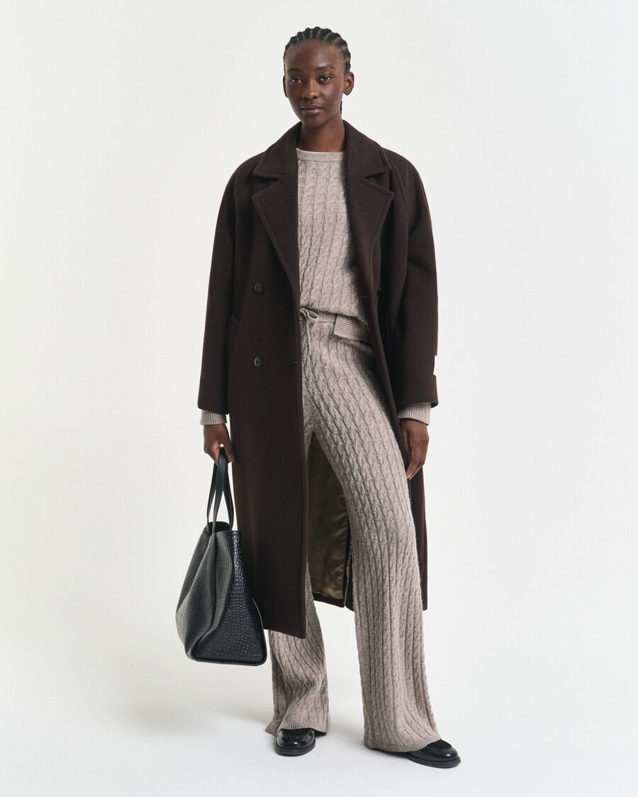 pantaloni in lana lavorati a maglia - beige talpa