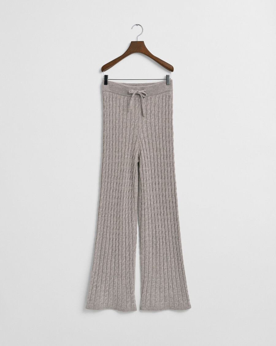 pantaloni in lana lavorati a maglia - beige talpa