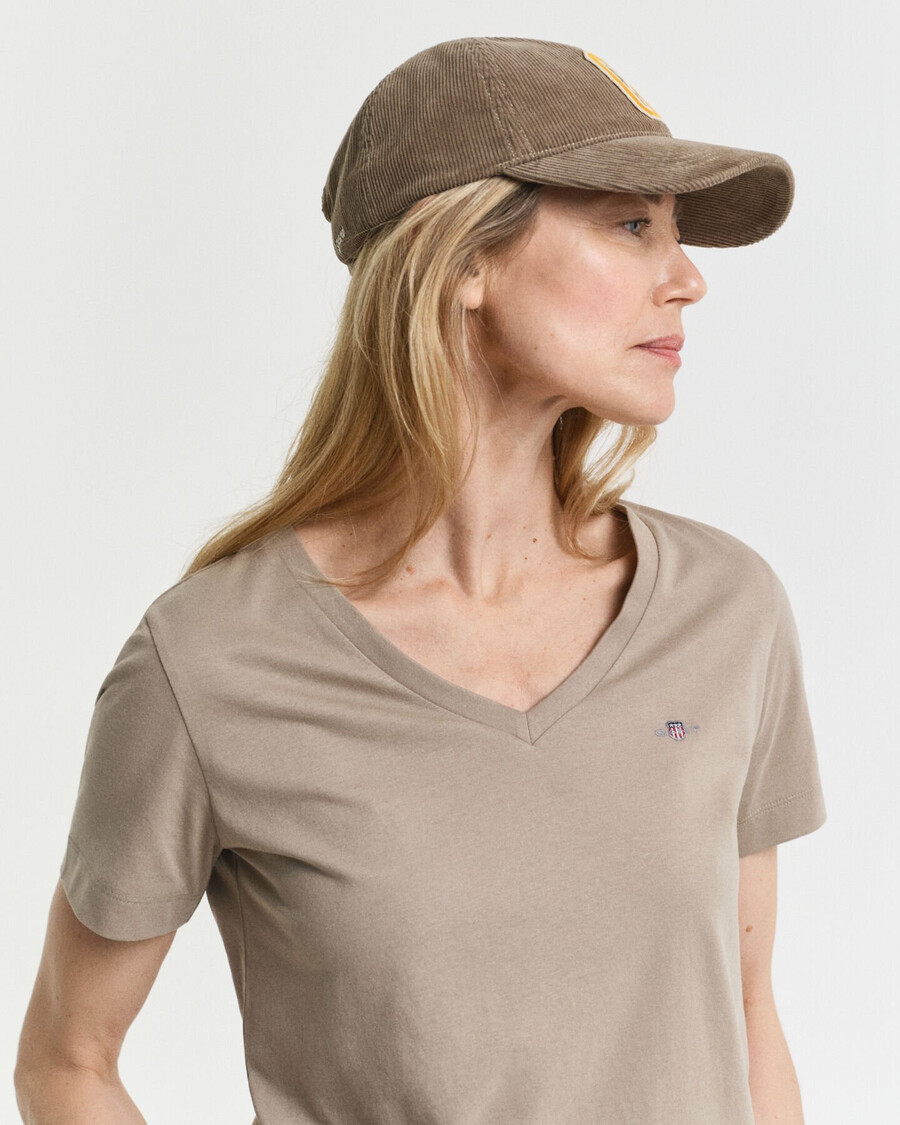 t-shirt con scollo a v shield - beige talpa