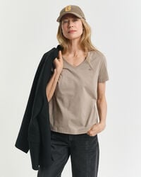 t-shirt con scollo a v shield - beige talpa