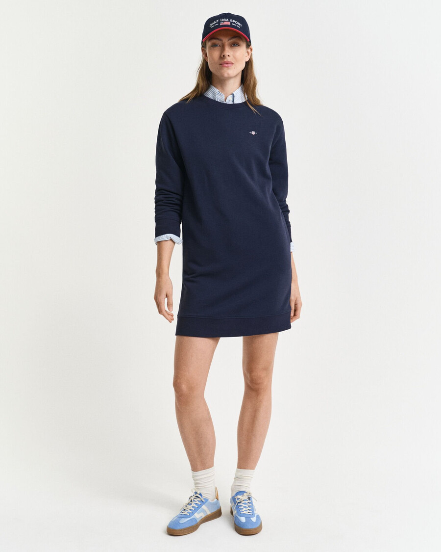 abito felpato con scollo rotondo shield - blu sera