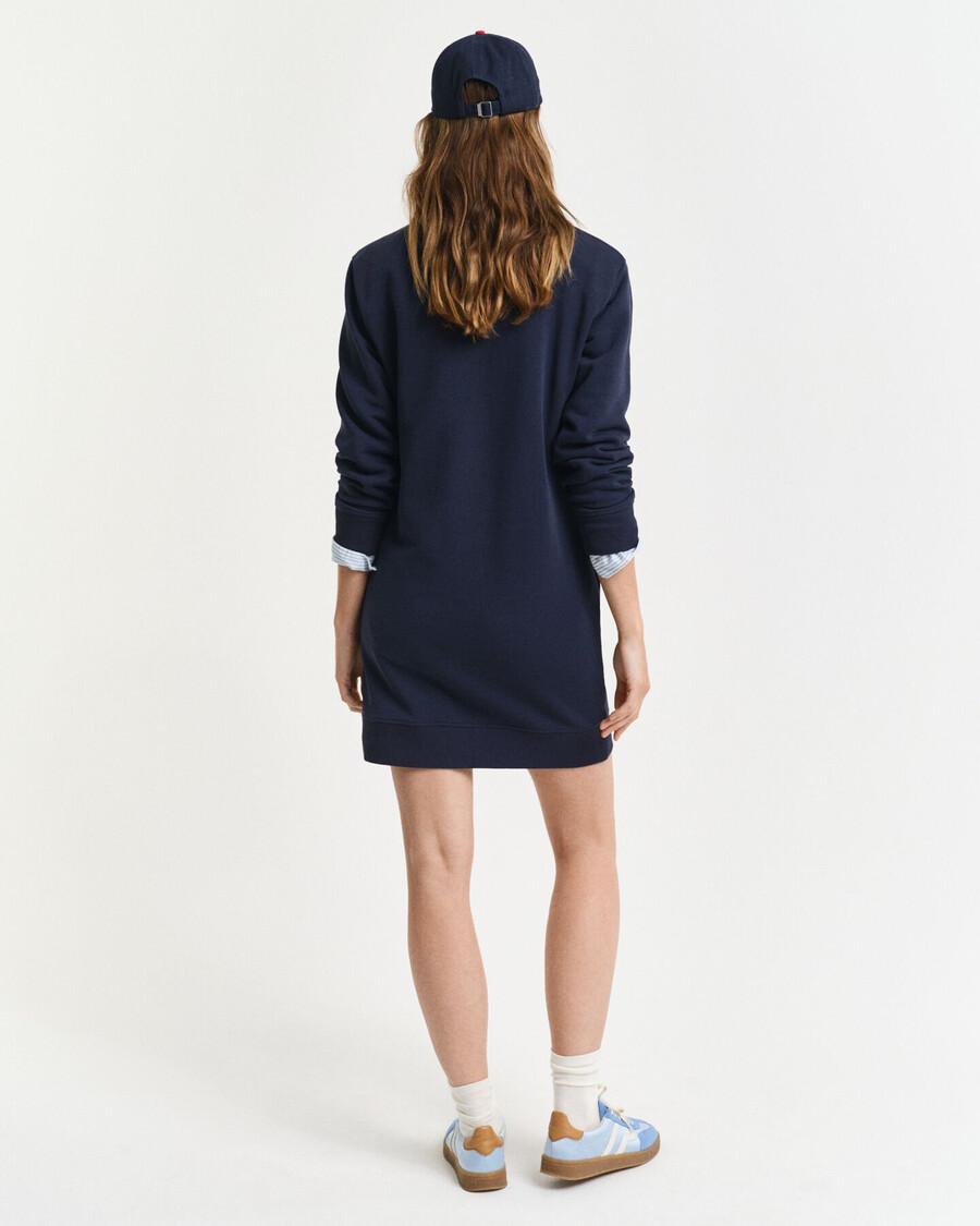 abito felpato con scollo rotondo shield - blu sera