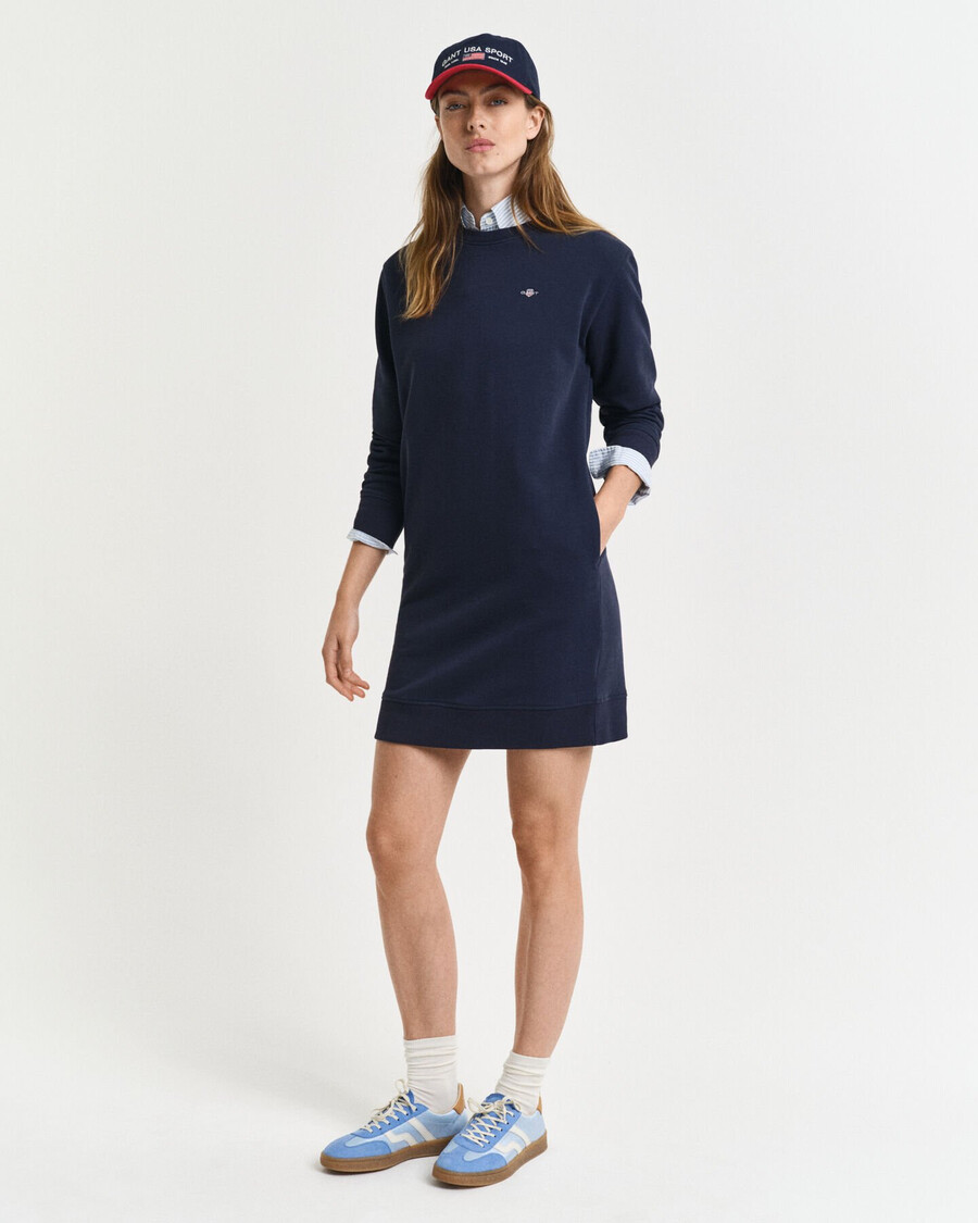 abito felpato con scollo rotondo shield - blu sera