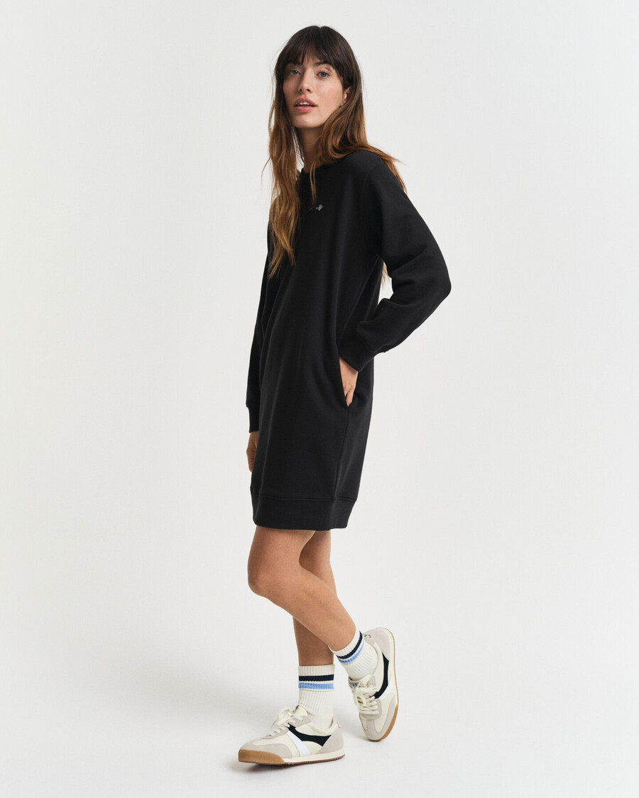 abito felpato con scollo rotondo shield - nero