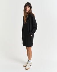 abito felpato con scollo rotondo shield - nero