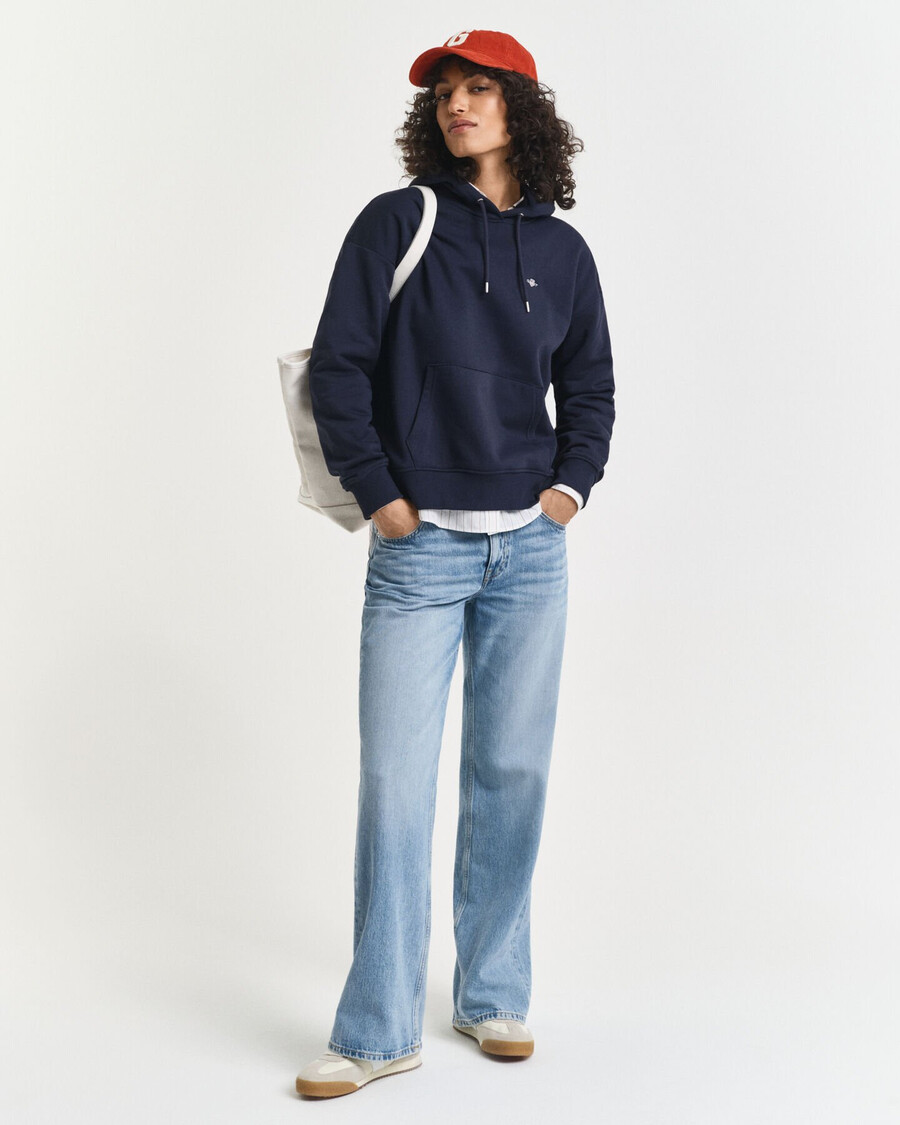 felpa con cappuccio shield - blu sera