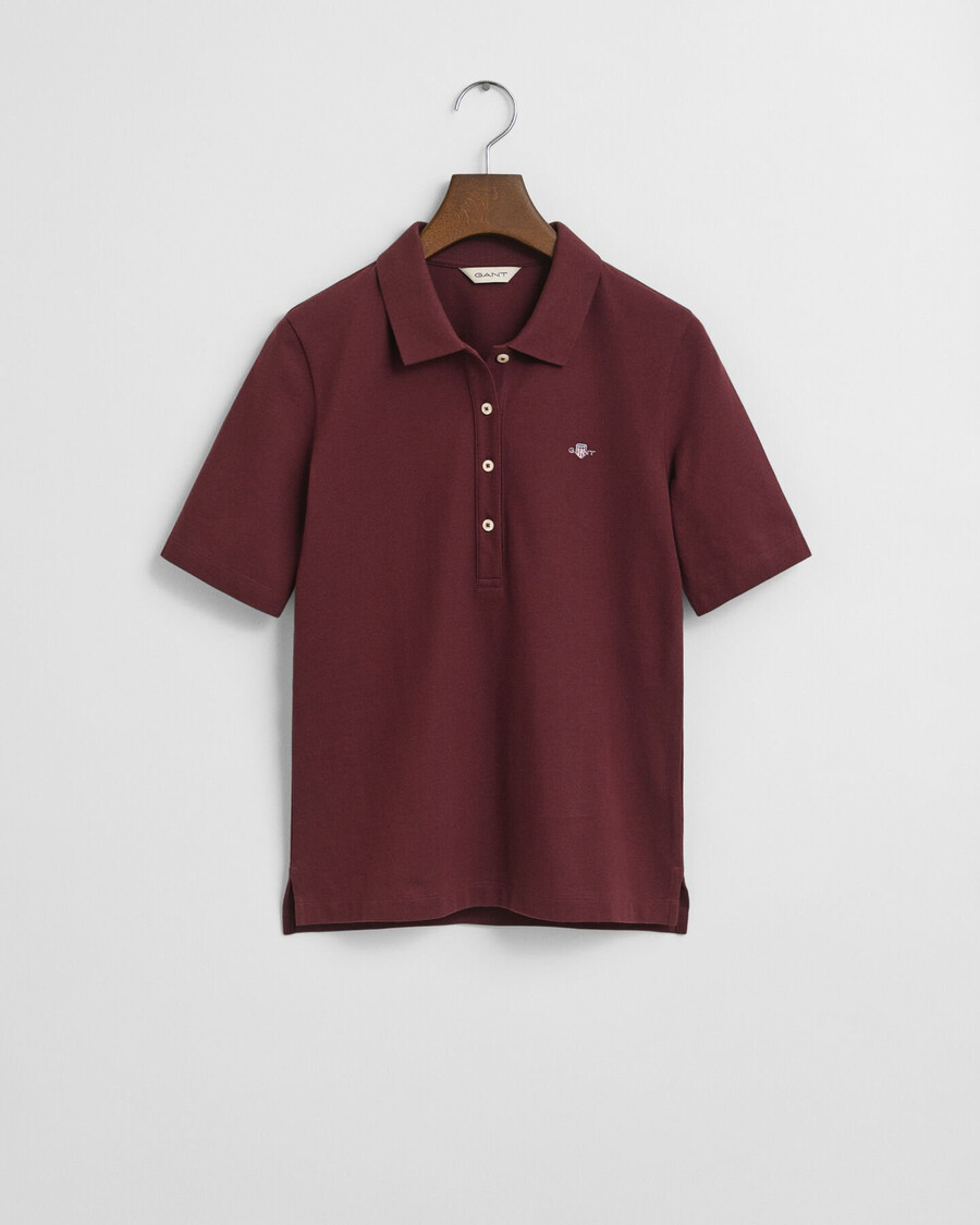 polo in piqué con scudo - plum wine