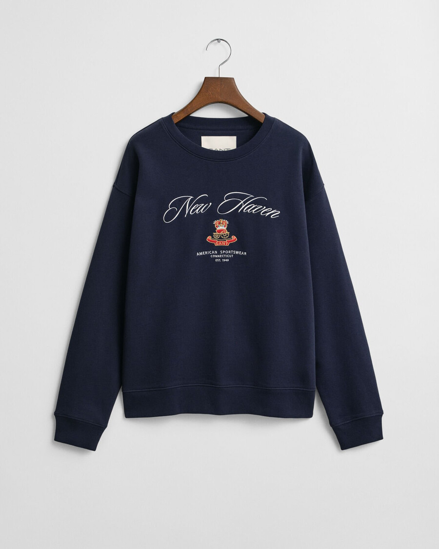 felpa girocollo con grafica crest - blu sera