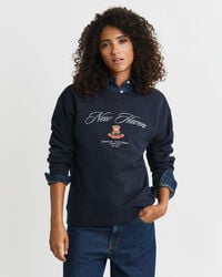 felpa girocollo con grafica crest - blu sera