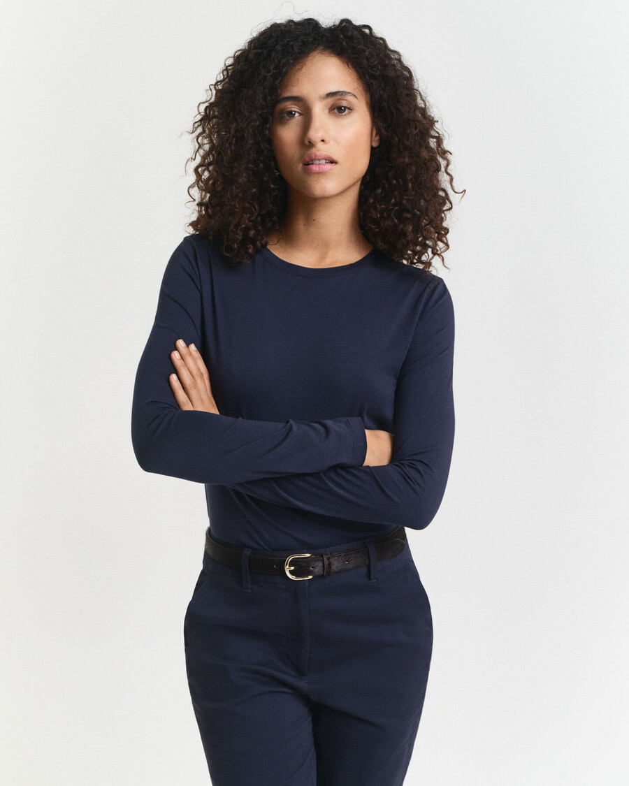maglietta a maniche lunghe in cotone leggero - blu sera