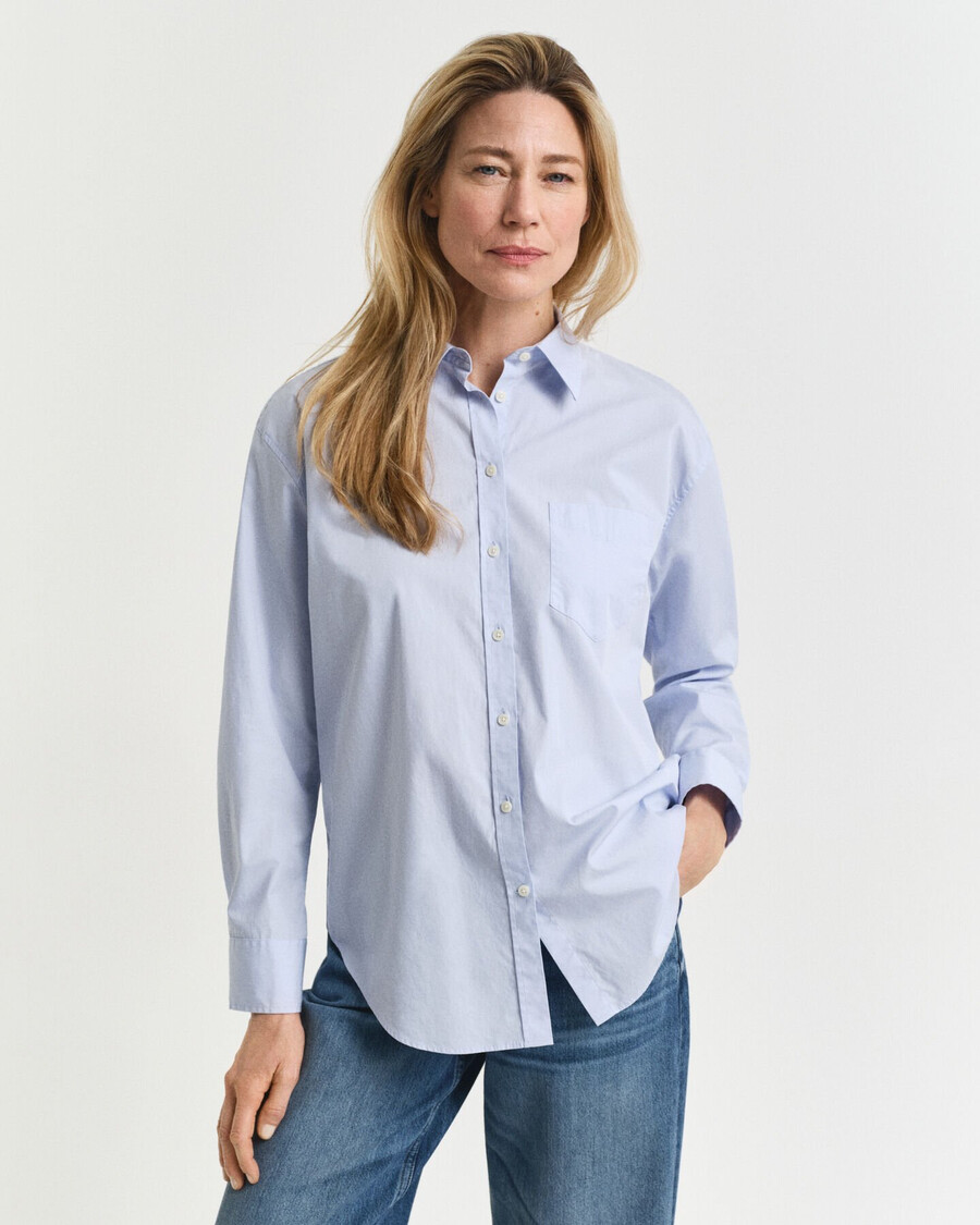 camicia classica in popeline dal taglio rilassato - azzurro