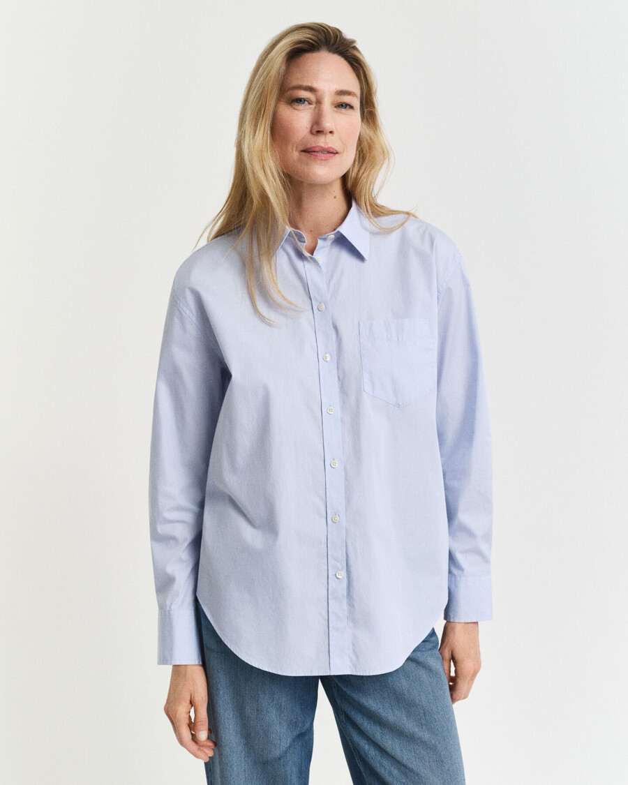 camicia classica in popeline dal taglio rilassato - azzurro