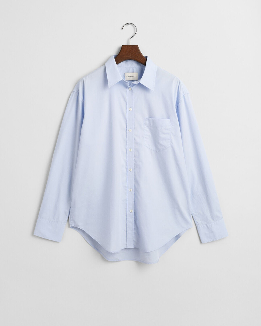 camicia classica in popeline dal taglio rilassato - azzurro