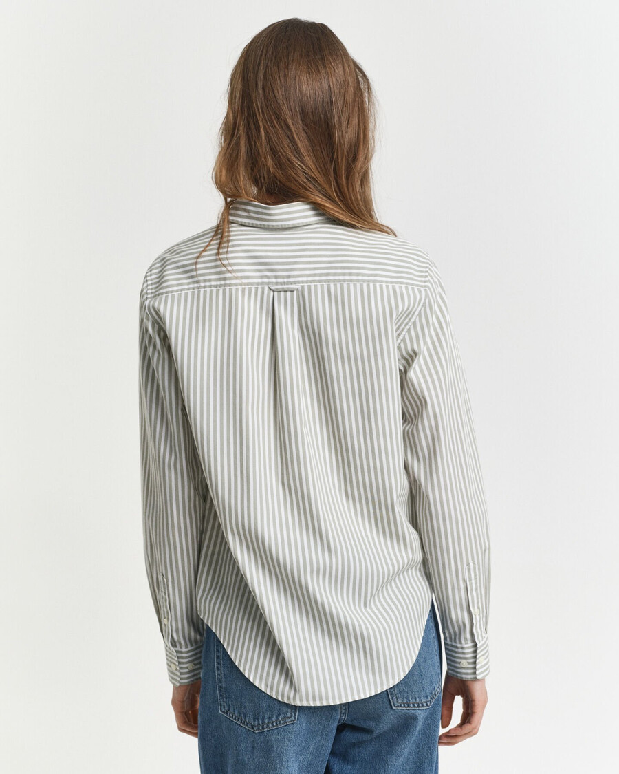 camicia in popeline a righe classiche vestibilità regolare - salvia sbiadita