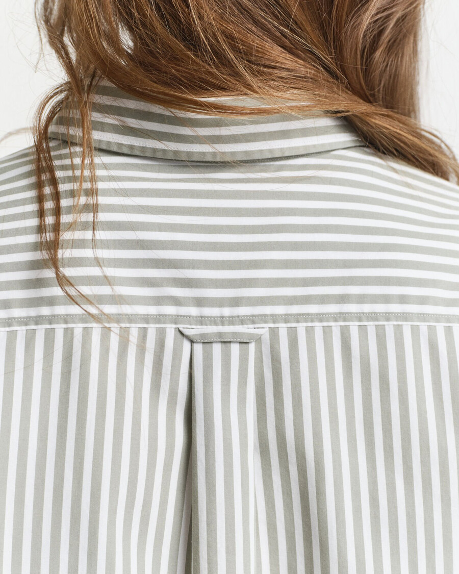 camicia in popeline a righe classiche vestibilità regolare - salvia sbiadita