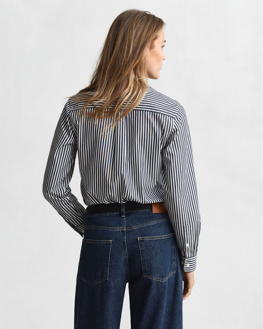 camicia in popeline a righe classiche vestibilità regolare - blu classico