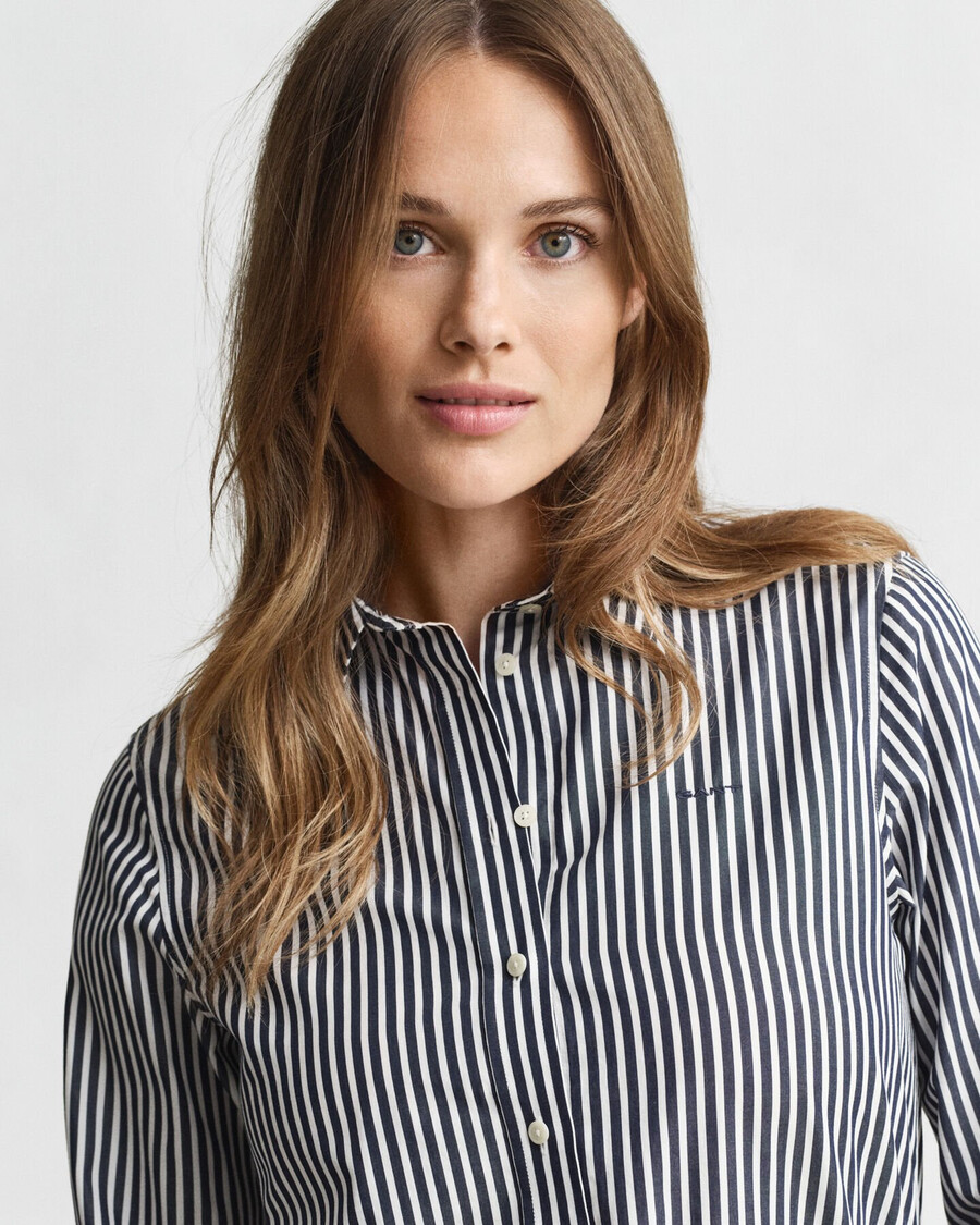 camicia in popeline a righe classiche vestibilità regolare - blu classico